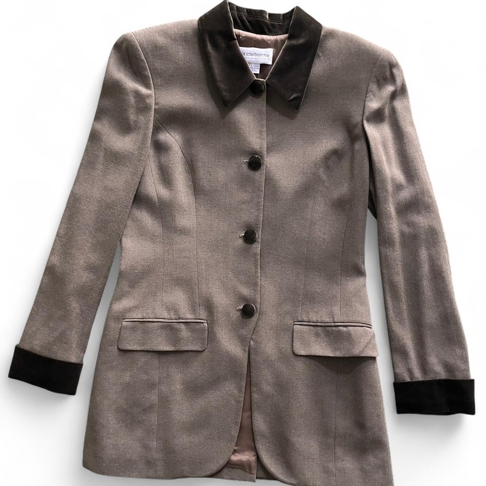 Vintage 90s Liz Claiborne Riding Jacket Velvet Accents 8